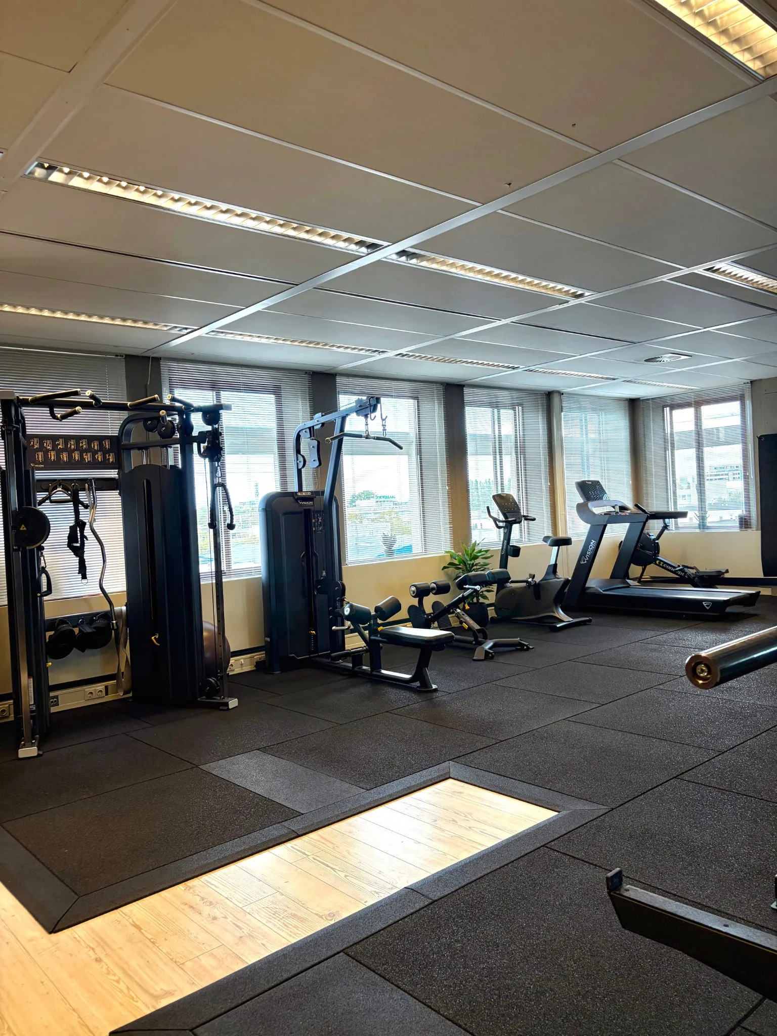 Toestellen en cardio bij de ramen in Still Strong Boutique Gym